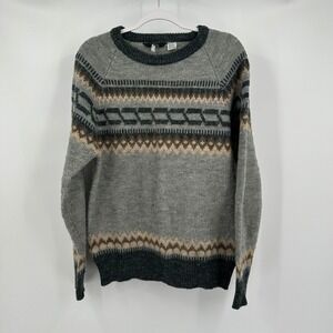 Mens Vintage Fair Isle Nordic Sweater Size XL Preppy Academia Winter Cabin 90s